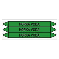 Značení potrubí, horká voda,3 ks, 355 × 37 mm